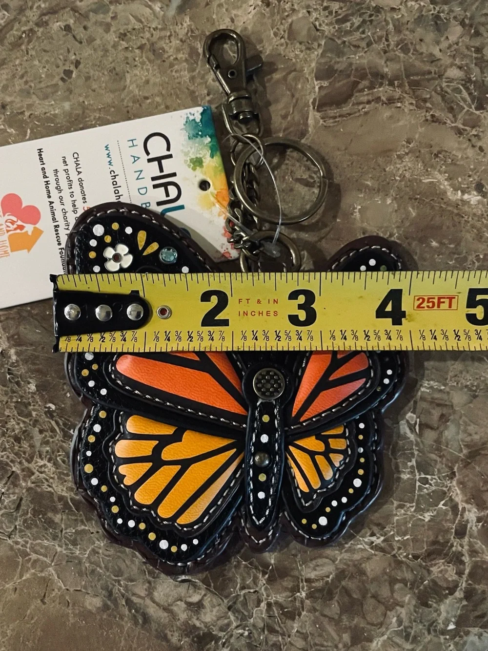 CHALA NWT Monarch Butterfly Key Fob Coin Purse Keychain Bag Charm Accessory